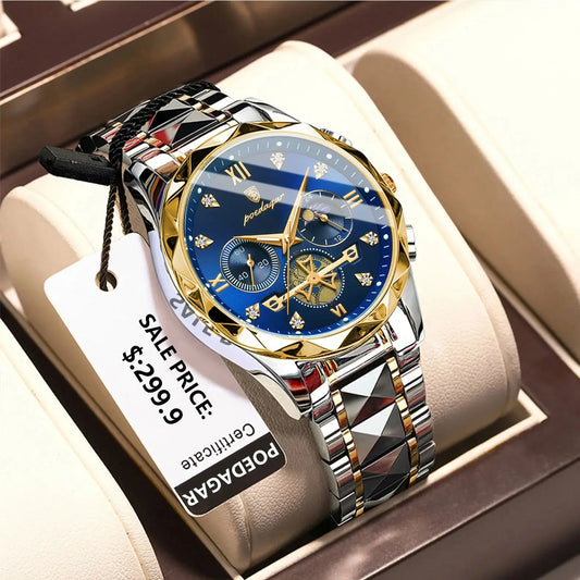 Reloj de pulsera POEDAGAR de lujo para hombre, reloj cronógrafo luminoso resistente al agua para hombre, relojes de cuarzo de acero inoxidable para hombre, reloj para hombre