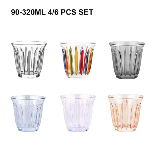 Tasses à expresso en verre 90-320ml, ensemble de tasses à café au lait, tasse à eau Anti-brûlure à rayures artistiques, accessoires de cuisine à domicile Barista antidérapants