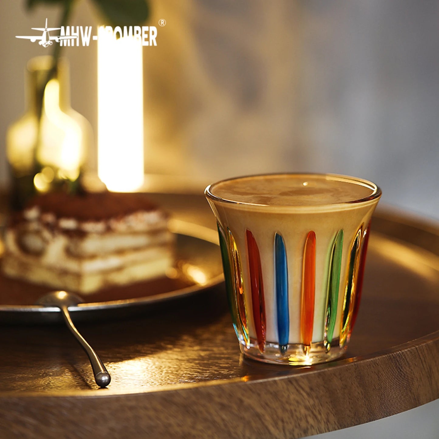 Glass Espresso Mugs 90-320ml Latte Coffee Cups Set Art Striped Anti-scald Water Cup Anti-slip Barista Home Kitchen Accessories