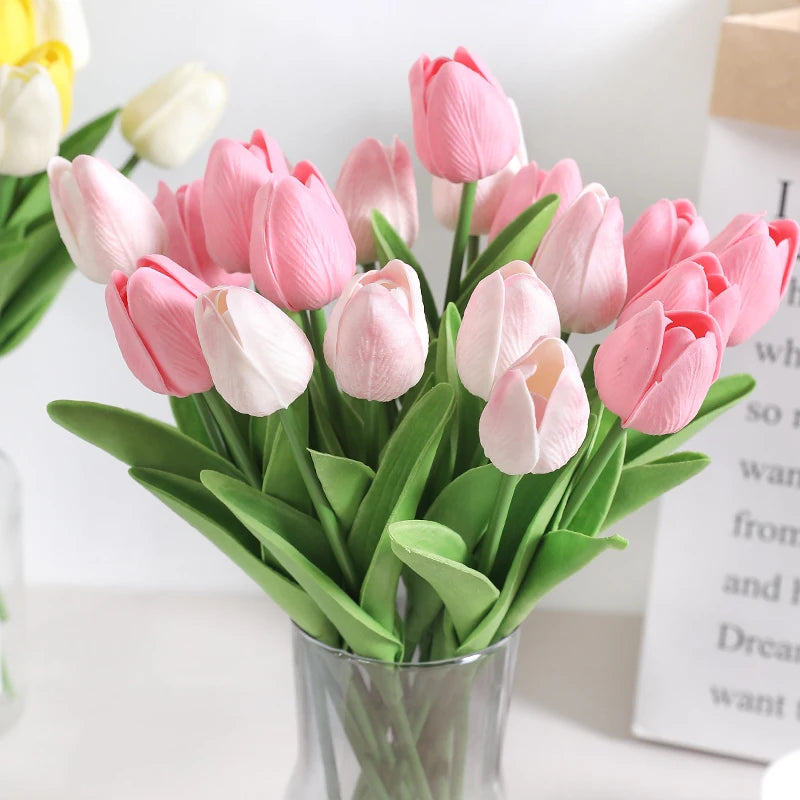 29cm Tulip Artificial Flowers Bouquet 10/5Pcs PE Foam Fake Flower for Wedding Ceremony Decoration Home Room Garden Bouquet Decor