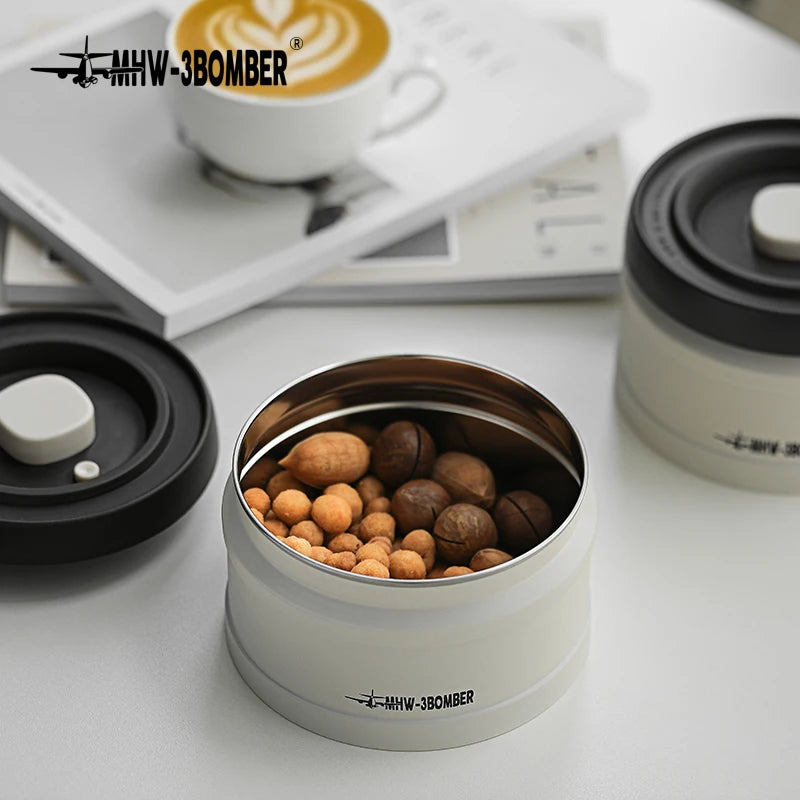 MHW-3BOMBER Manual Vacuum Airtight Canister Chic Coffee Bean Tea Storage Container Professional Home Kitchen Barista Accessories