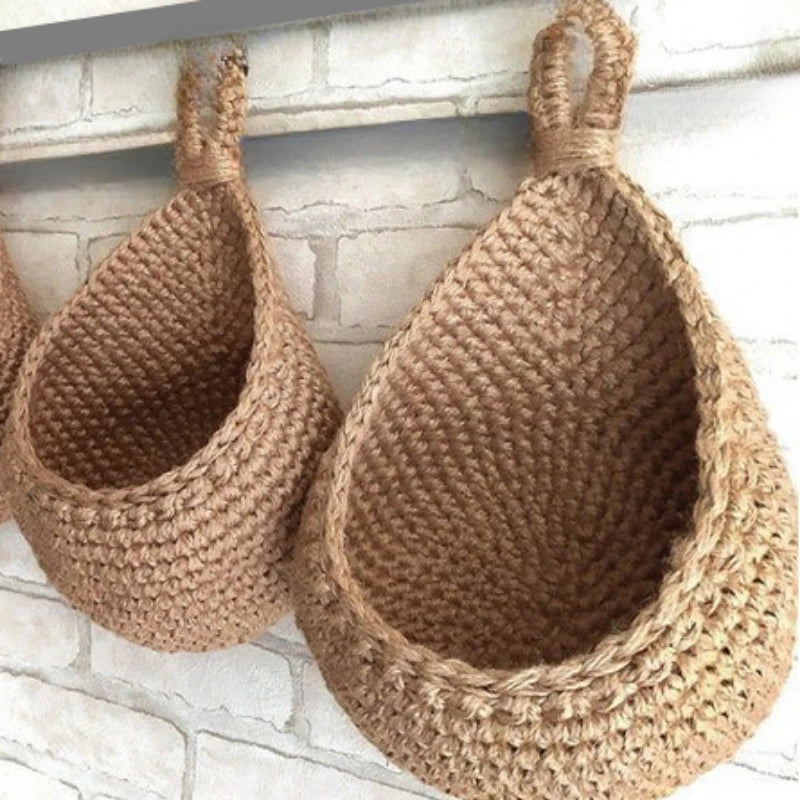 Handmade Woven Vegetable and Fruit Baskets Kitchen Items Woven Storage Baskets Wall Mounted Vegetable and Fruit Toy Baskets