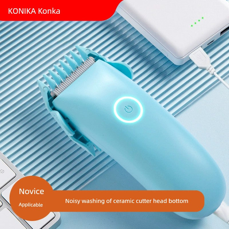 Konka Baby Hair Clipper Mute Hair Scissors Clippers USB Charging Fully Washable Electric Clipper LFQ-06