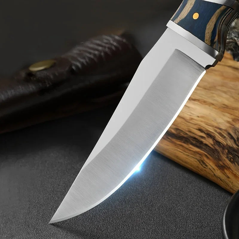 1 cuchillo de cocina de acero inoxidable, funda para cuchillo de bolsillo EDC portátil para frutas, cuchillo para cortar carne para cocina, adecuado para el hogar y la barbacoa