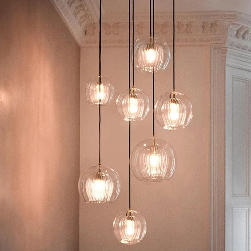 Lampe suspendue en verre au design nordique moderne, luminaire décoratif d'intérieur, idéal pour un Restaurant, une chambre à coucher, une salle à manger, une cuisine, un comptoir d'îlot, un Bar ou une maison