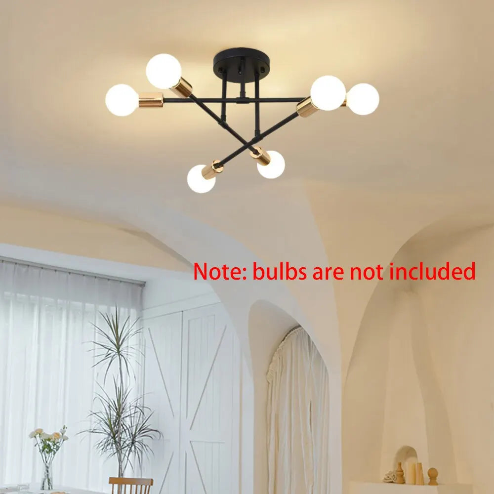 Luces de techo LED modernas, lámparas de techo industriales de hierro negro/dorado nórdico minimalista para decoración del hogar, sala de estar y comedor