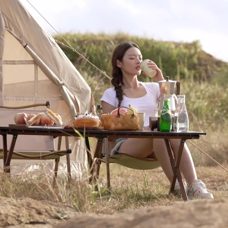 Chaise de Table pliante d'extérieur, Grain de bois, acier au carbone, rouleau d'œufs, Table de plage Portable, chaise de Camping, plaque touristique