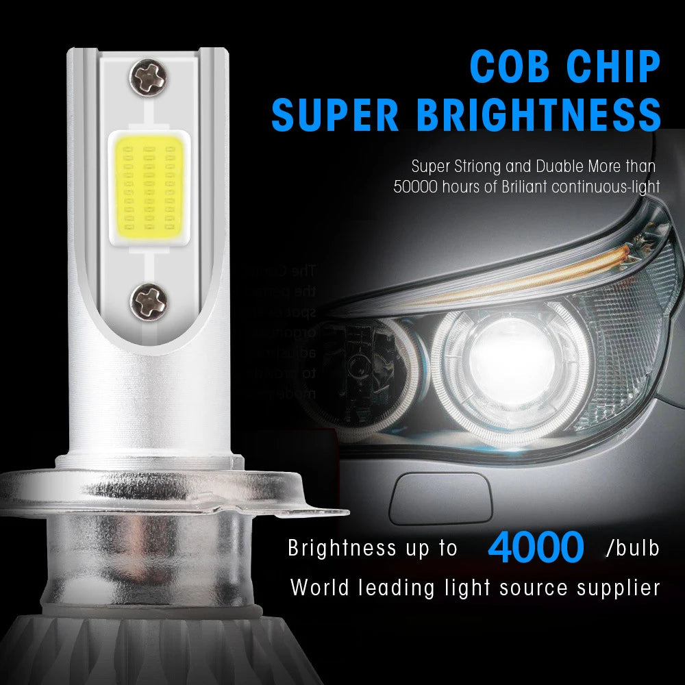 2x H7 LED H11 H4 Hi/Lo H1 H3 H8 HB1 HB3 HB4 HB5 HIR2 H13 H27 9005 9006 bombillas de faros delanteros de coche 3000K 6000K 8000K COB C6 luces de coche