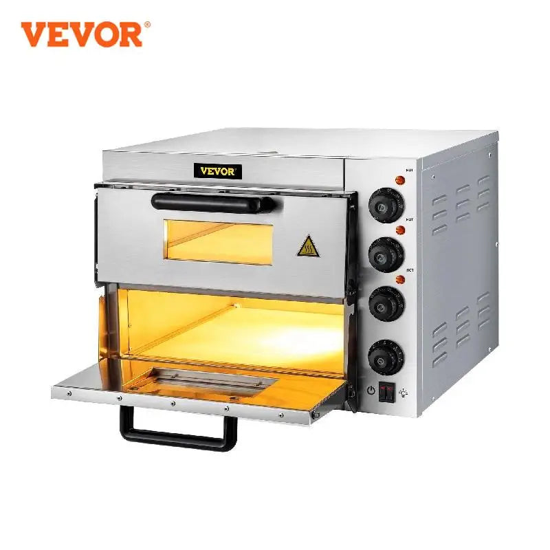 VEVOR – four à Pizza Commercial 14 pouces, Double couche, 110/220V, 1950/3000W, machine à Pizza polyvalente pour la cuisson à domicile au Restaurant