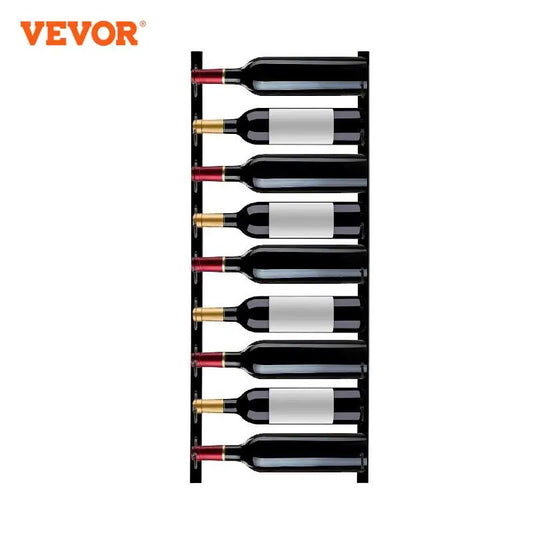 VEVOR-estante de vino montado en la pared de acero para botellas, soporte de almacenamiento Vertical para el hogar, decoración de Bar apilable, color negro, creativo, 9/12/24