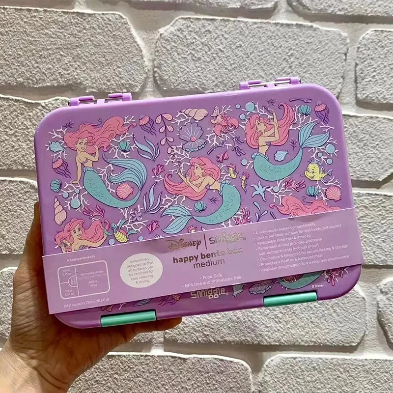 Caja de comida genuina de Disney Australia Smiggle Mermaid Mickey Mouse, lonchera de calidad alimentaria, lonchera para picnic de primavera y otoño, regalo