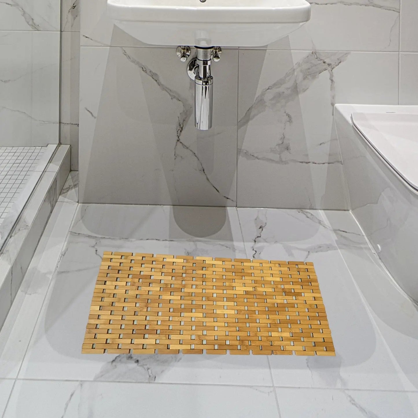 Tapis de bain tapis de cuisine antidérapant, tapis de salle de bain en bois de bambou, tapis de sol de douche pour Sauna, douche de natation, SPA à domicile