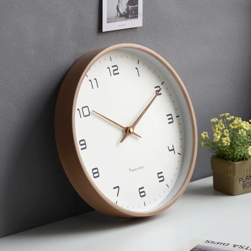 Nordic European Style Wooden Wall Clock Modern Design Nordic Minimalis Wood Mute Wall Clock Living Room Kitchen Home Decoration