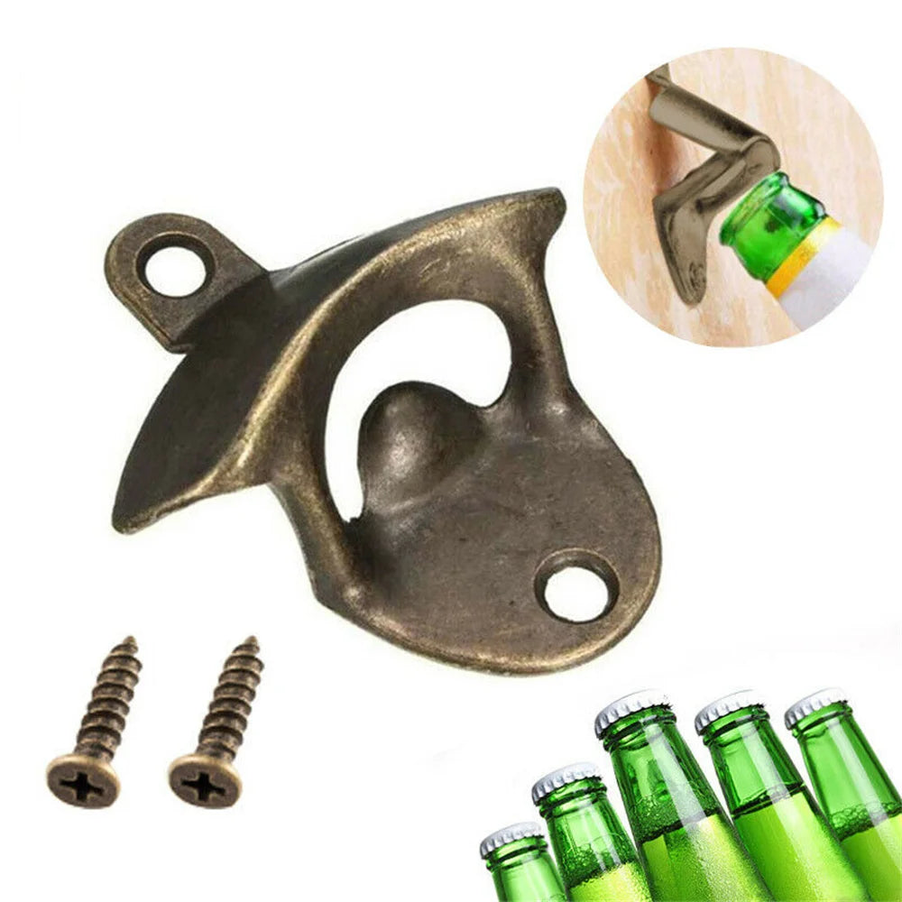 20pcs Pack Retro Beer Opener Zinc Alloy Kitchen Wall Mounted Rustic Wine Bottle Opener Vintage Home Party Supplies For Kitchen