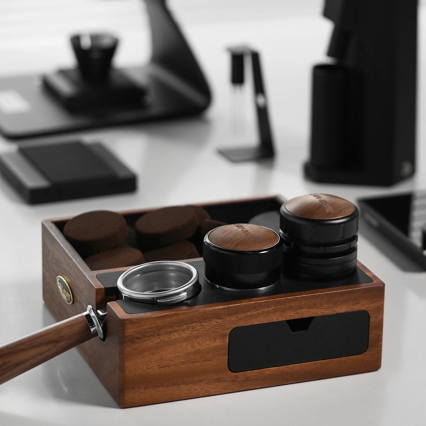 MHW-3BOMBER 51-58mm Drawer Type Espresso Knock Box for Storage Puck Screen Basket Coffee Tamper Holder Station Barista Tools