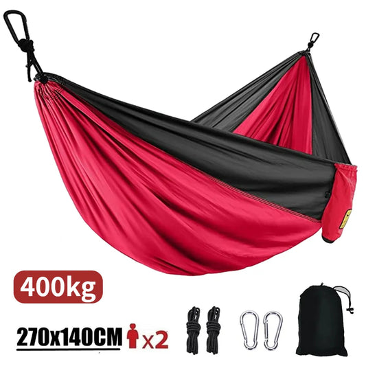 Hamacs portables en tissu Parachute, couleur Nylon, taille simple et Double, pour Camping en plein air, randonnée, jardin, 270x140cm