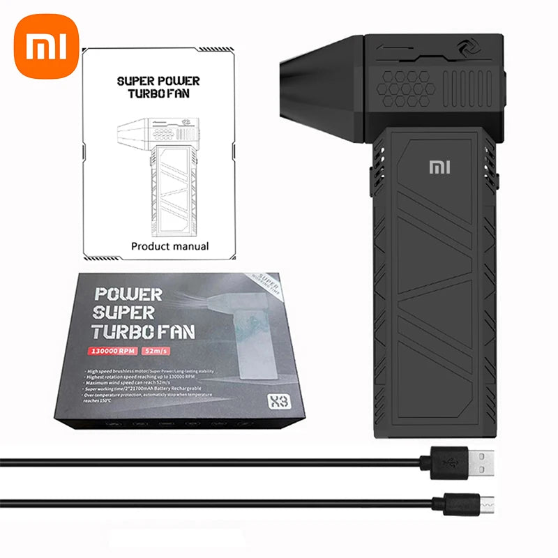 Xiaomi X3 Violent Blower Mini Turbo Jet Fan Handheld 3nd Generation Brushless Motor 130,000 RPM Wind Speed 52m/s Duct Fans