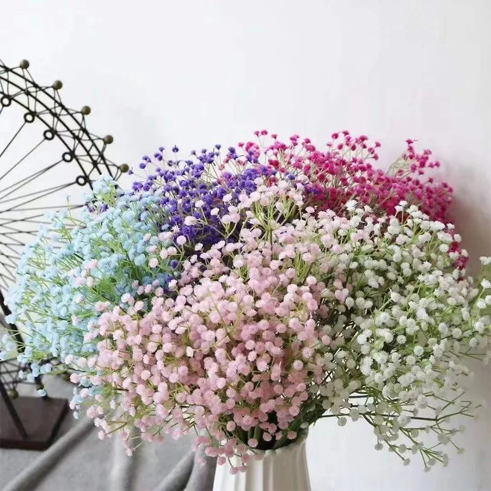 108 têtes 63 cm bébés souffle fleurs artificielles en plastique gypsophile bricolage Bouquets floraux pour la décoration de la maison de fête de mariage à la main