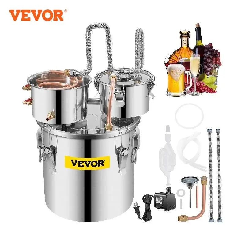 VEVOR 20L 30L agua Alcohol elaboración destilador DIY Moonshine aparato de acero inoxidable todavía whisky cerveza Brandy electrodoméstico