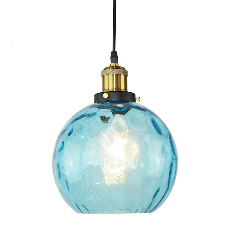 Lámpara colgante con bola de cristal Led moderna, iluminación colgante azul para sala de estar, comedor, cocina, dormitorio, pasillo, decoración del Hotel, hogar