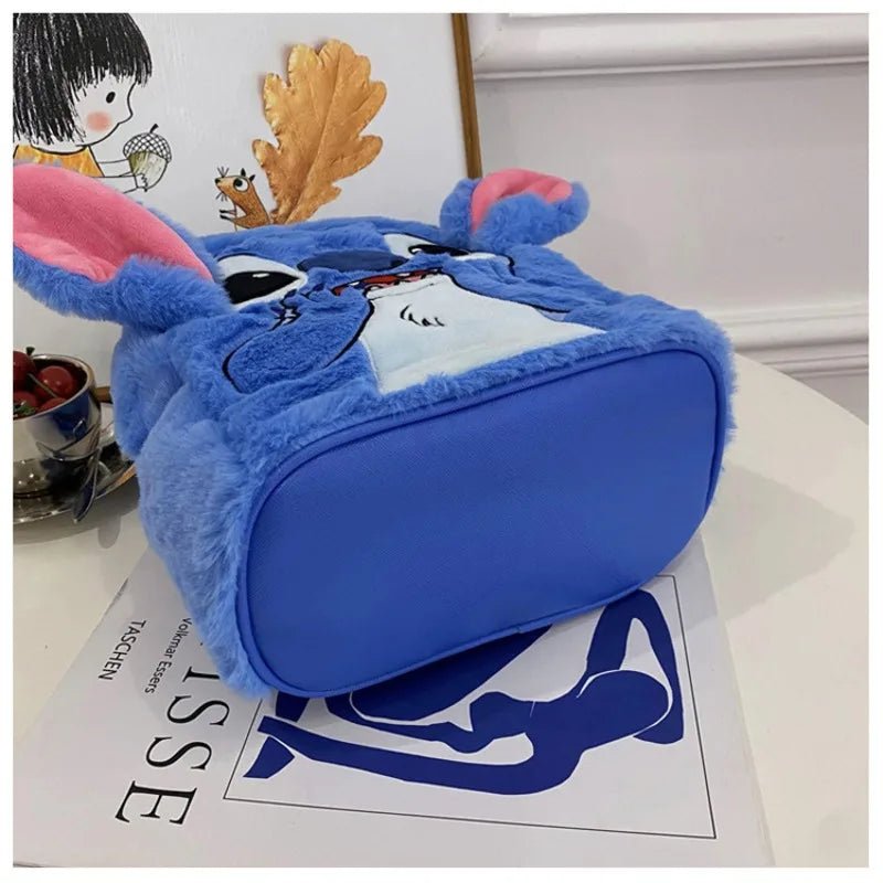 Nueva mochila de felpa de Disney Stitch, Mini mochila 3D de moda de dibujos animados para mujer, mochila escolar bonita de gran capacidad para niños de alta calidad