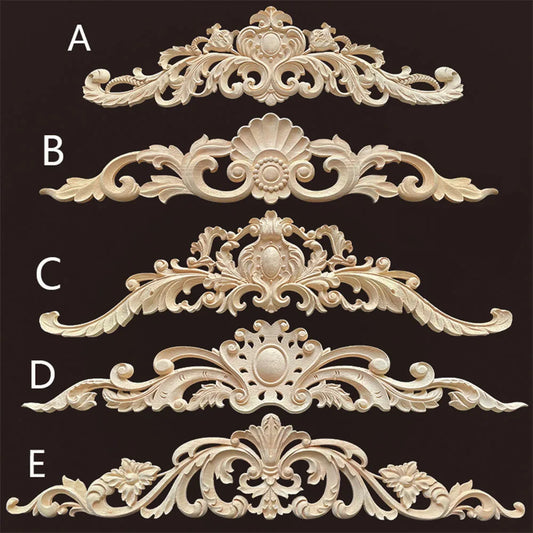 Appliques et incrustations en bois, meubles naturels, porte murale, sculpture sur bois, longues fleurs décoratives, Figurines en bois, artisanat, cadre d'angle