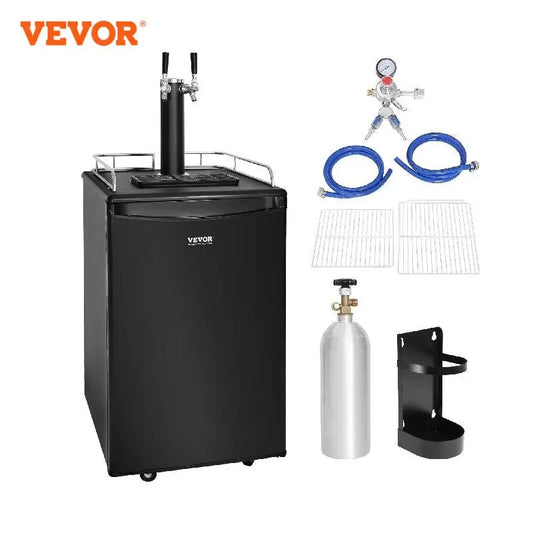 VEVOR 152L barril de cerveza de acero inoxidable, dispensador de cerveza de barril, regulador de grifo ajustable, refrigerador de barril, grifo doble para el hogar