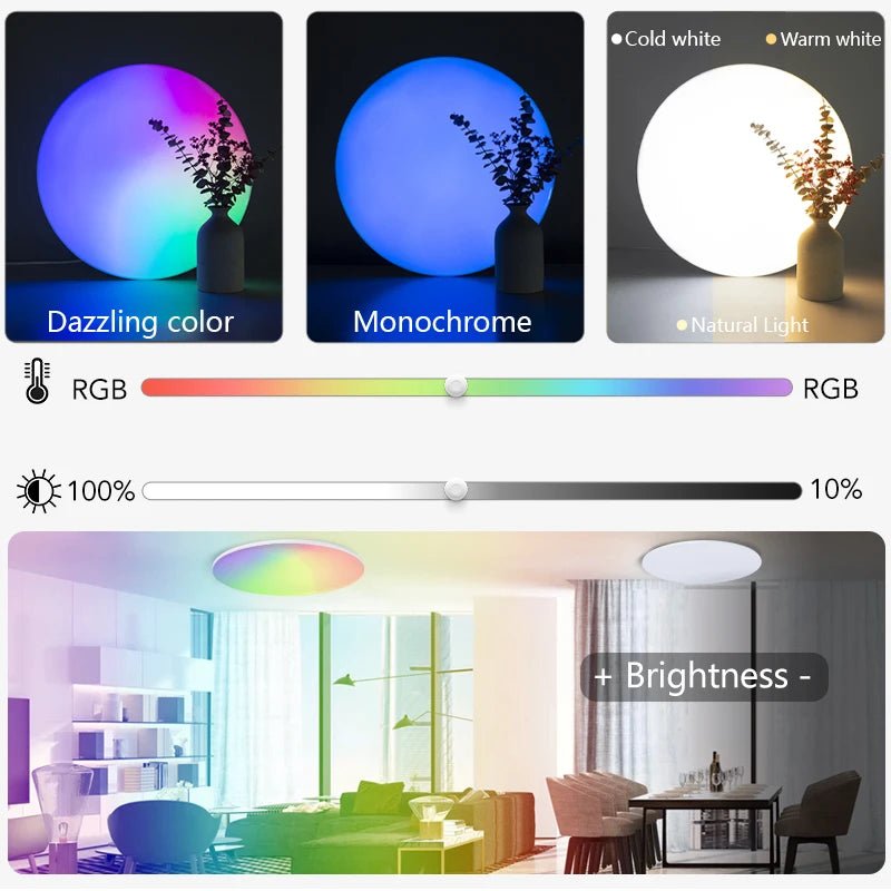 Moderne Smart RGB plafonnier lumière LED 220V APP télécommande décor à la maison lustre suspension chambre salon cuisine