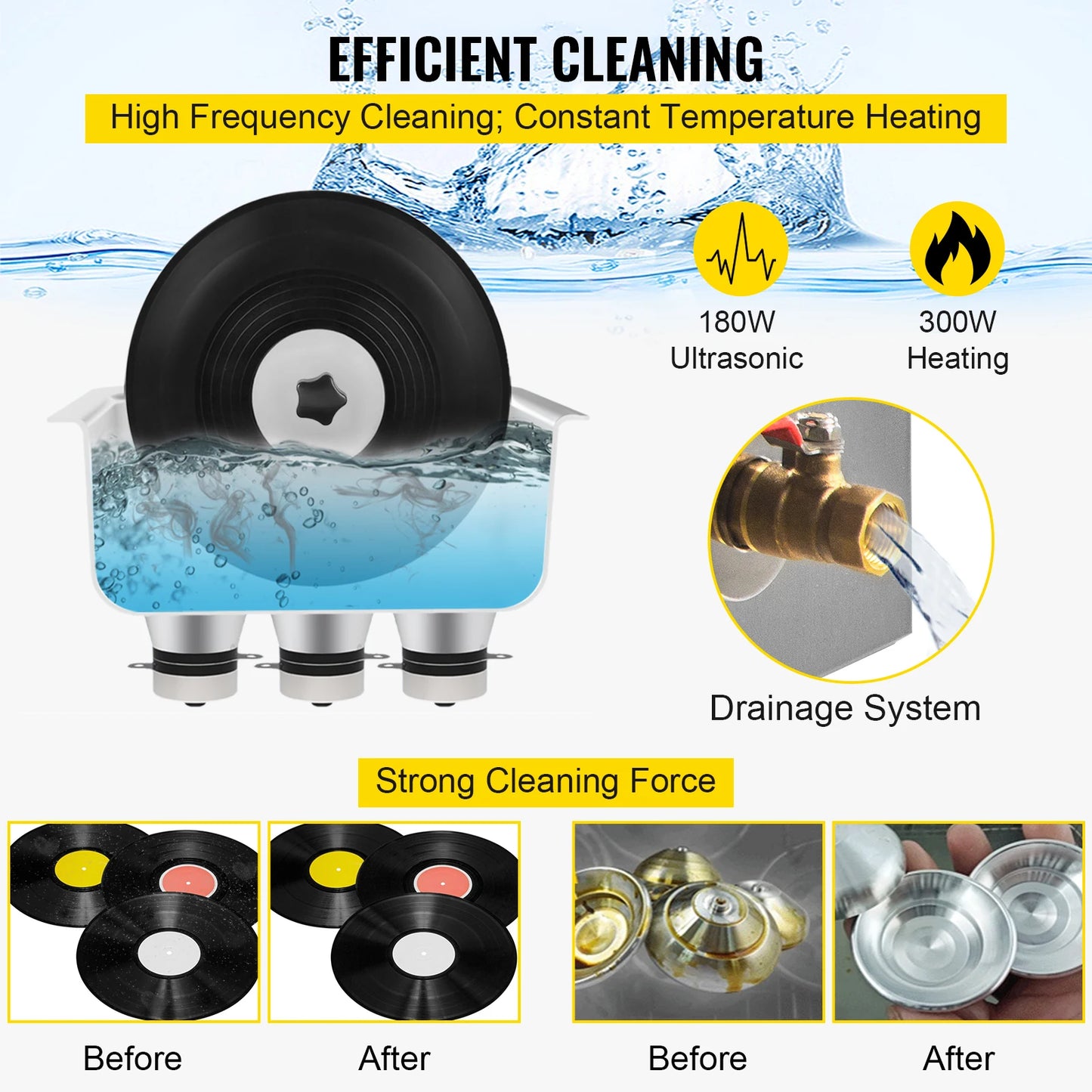 VEVOR 6L Knob Ultrasonic Vinyl Record Cleaner Mini Portable Washing Machine Ultrasound Dishwasher Contact Lenses Dental Jewelry