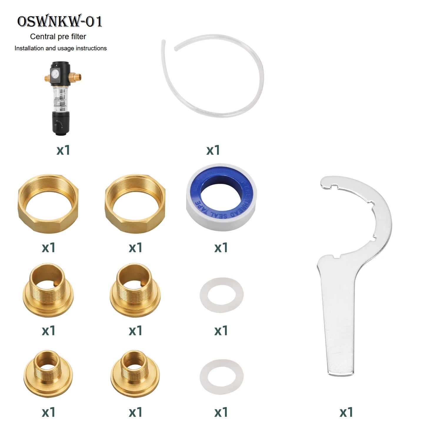 OSWNKW-03 Pré-filtre purificateur pour toute la maison, filtre à eau et sédiments, système de préfiltre Central, lavage à contre-courant, maille en acier inoxydable