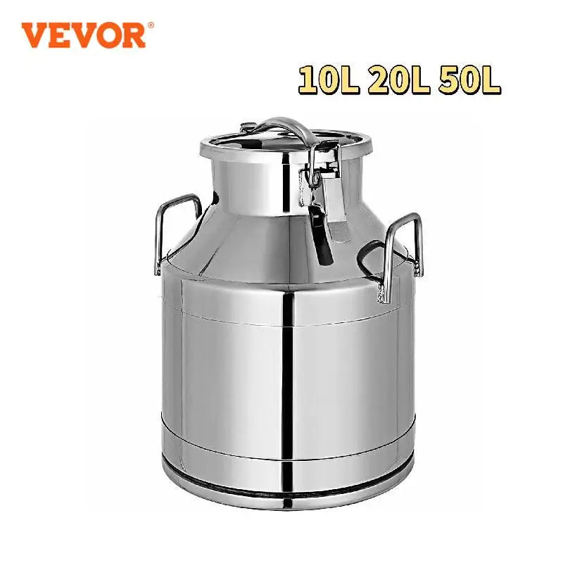 Vevor 10L 20L 50L Milk Jug Pail Can SStainless Steel Cow Milk Bucket for Oil Wine Water Soup and Oatmeal Storage Transportation