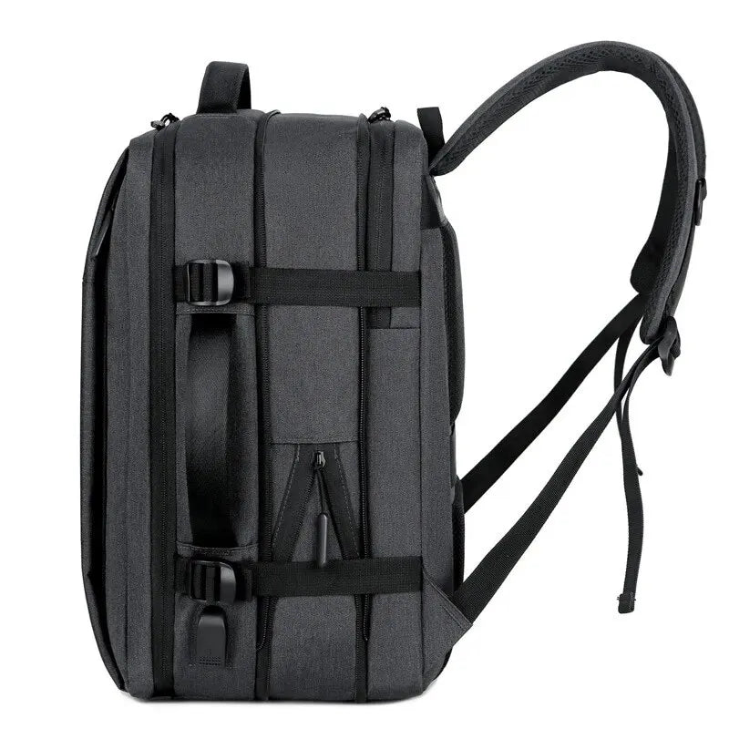 Mochila de viaje clásica para hombre, mochila de negocios, escuela, bolsa USB expandible, mochila de moda impermeable para ordenador portátil de gran capacidad