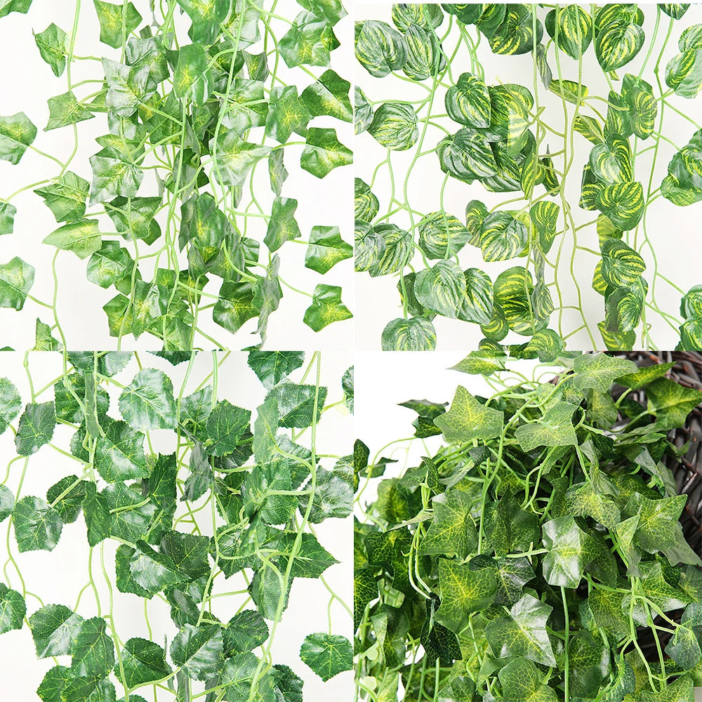 Artificial Plant creeper Green wall hanging Vine Home Garden Decoration rattan Wedding Party DIY Fake Wreath Leaves Ivy