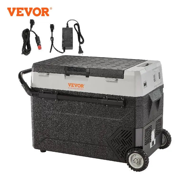 VEVOR 38L/53L Portable Car Refrigerator Freezer Electric Mini Fridge Ice Box with Wheels Compressor for Camping Outdoor Car Home