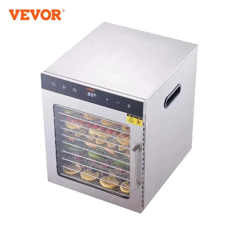 VEVOR-deshidratador de alimentos de 10 bandejas, máquina de acero inoxidable, 800W/1000W, secador de frutas y verduras para el hogar con temporizador Digital