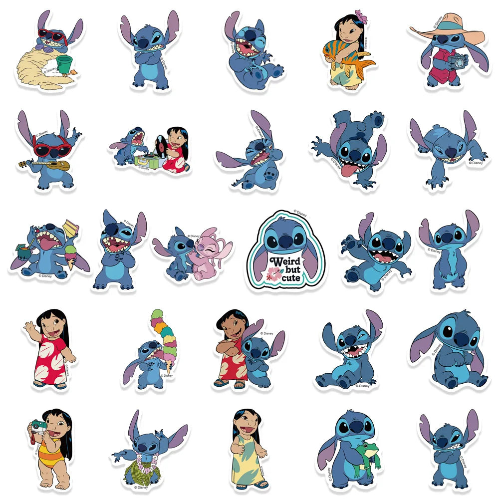 51 Uds. Pegatinas de dibujos animados de Lilo &amp; Stitch DIY, diario, portátil, equipaje, monopatín, calcomanías de grafiti, juguete clásico divertido