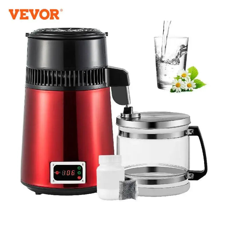 VEVOR 4L Pure Water Distiller Purifier Filter Dispenser Drinking Bottle Softener Temp Display Overheat Protection Home Appliance