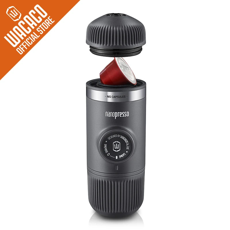 Wacaco Nanopresso Cafetera espresso portátil con adaptador NS, cafetera compacta de viaje, bebidas de café sobre la marcha