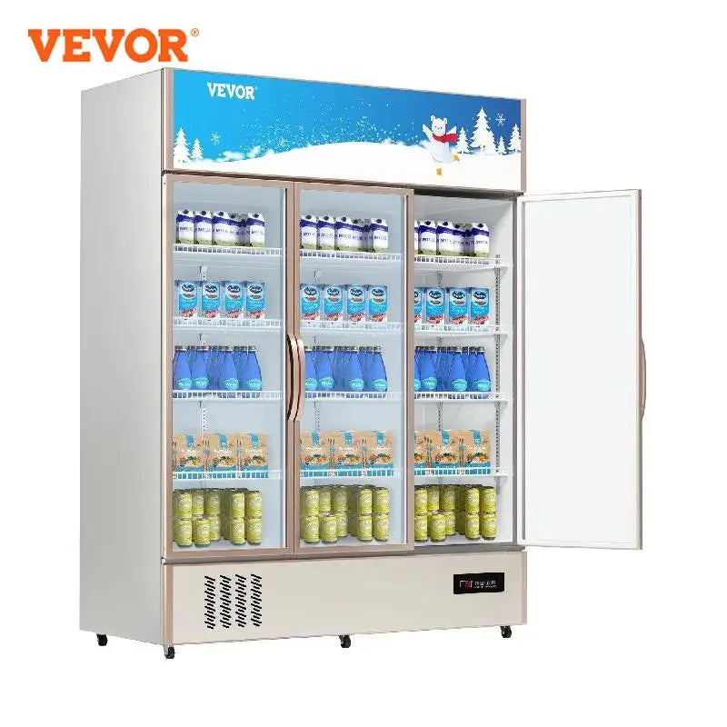 VEVOR – réfrigérateur Commercial à Triple porte battante, refroidisseur de boissons vertical, porte en verre avec lumière LED pour magasin à domicile