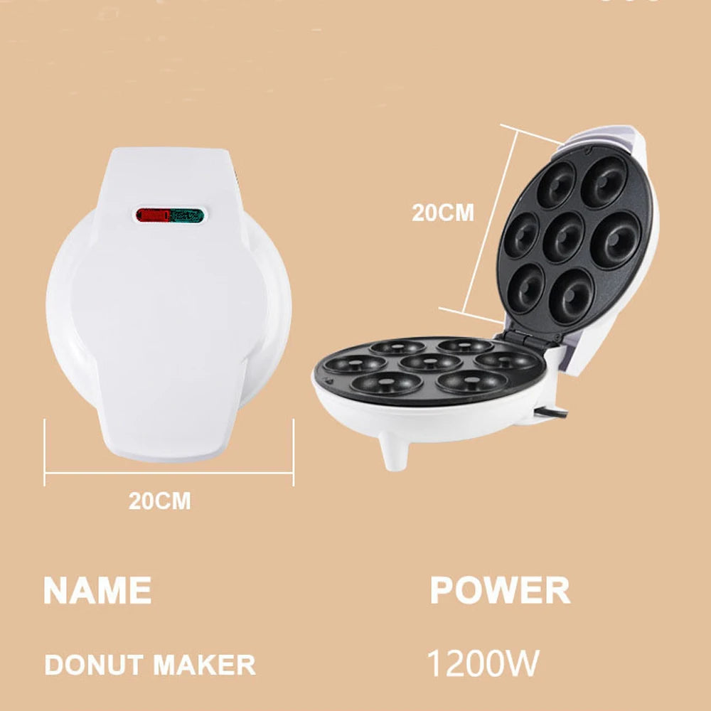 110/220V Mini Electric Grill Donut Maker 7-hole 1200W Portable Bread Machine Non-stick Kitchen Appliance EU/US Plug Home Use