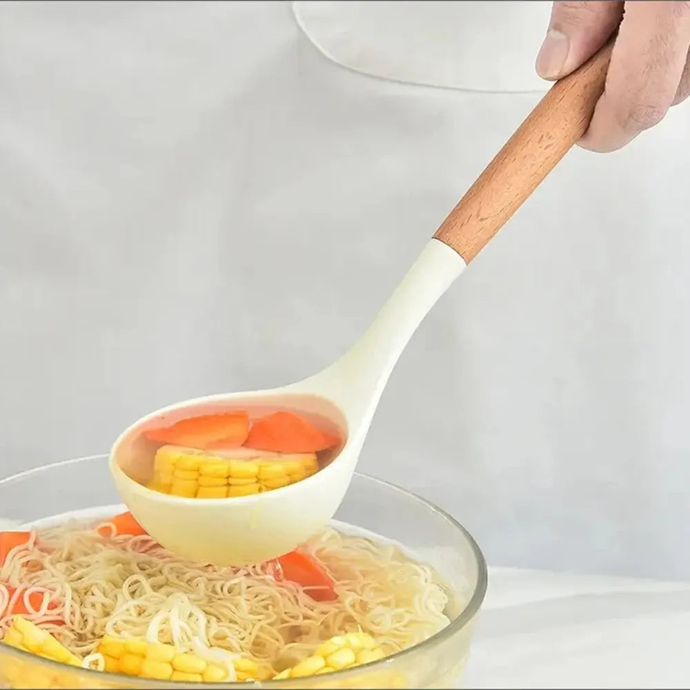 Juego de utensilios de cocina de silicona con mango de madera de alta calidad, 11 Uds., electrodomésticos de cocina con soporte para almacenamiento