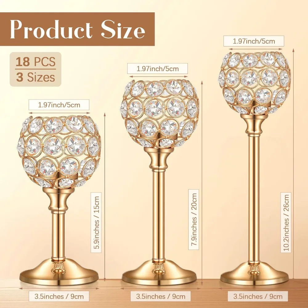 18 Pieces Crystal Candle Holder Bulk Candle Stick Holder Center Decoration Table Wedding Center Decoration Home Candle Holder