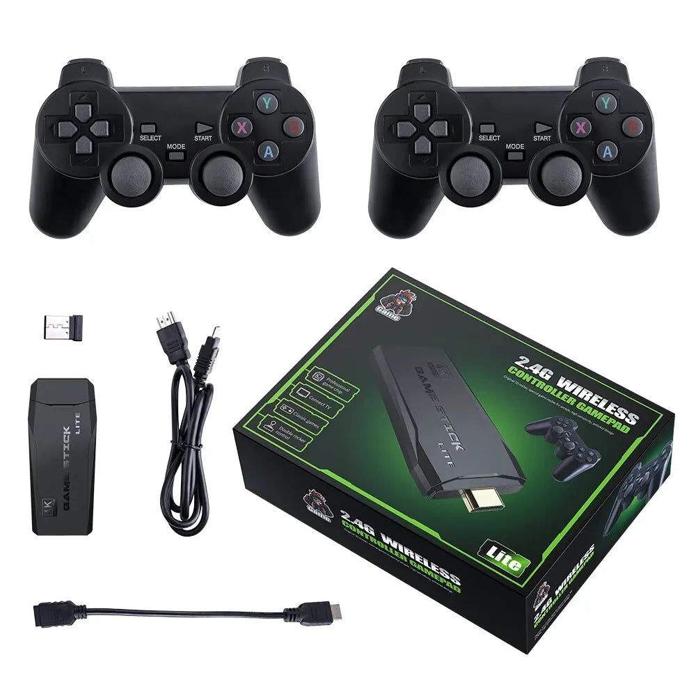 Console de jeux vidéo rétro avec Double contrôleur sans fil 2.4 ghz, 4K, 20000 jeux, 64 ou 32 go, pour PS1/GBA, cadeau de noël pour garçon