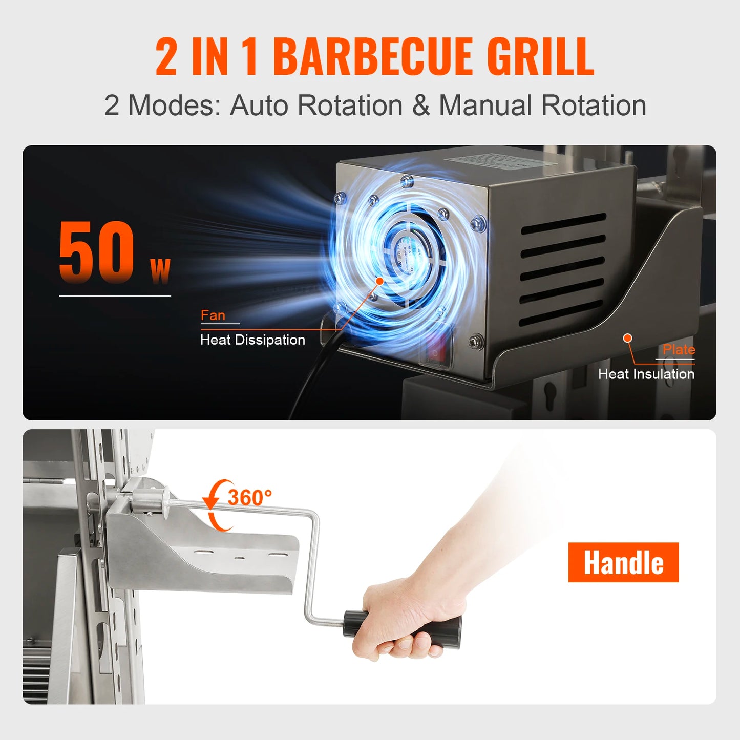 VEVOR – gril de rôtisserie en acier inoxydable, avec couvercle à capuche, avec pare-brise, barbecue, cochon entier, agneau, chèvre, charbon de bois