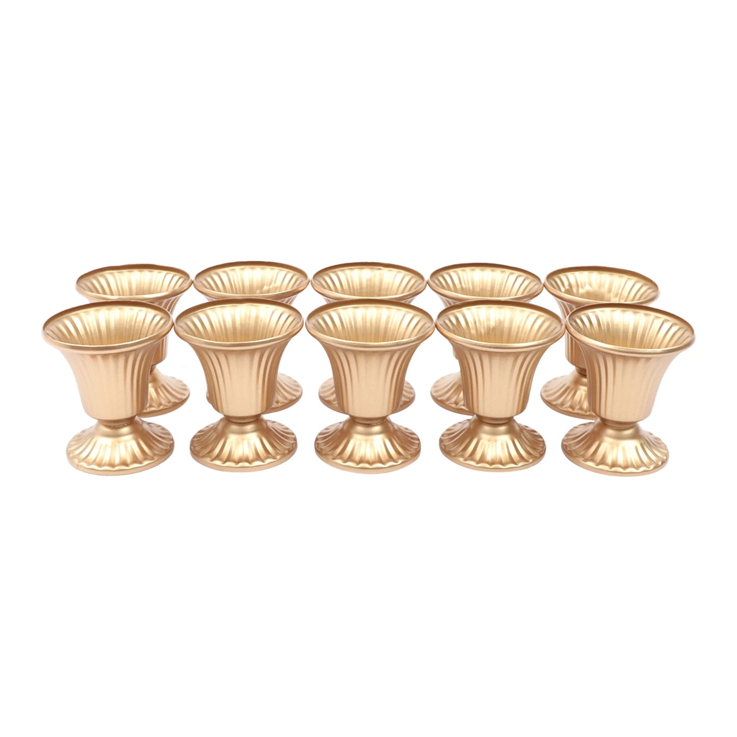 10pcs Creative Golden Flower Trumpet Vases Desktop Wedding Party Centerpieces Holder