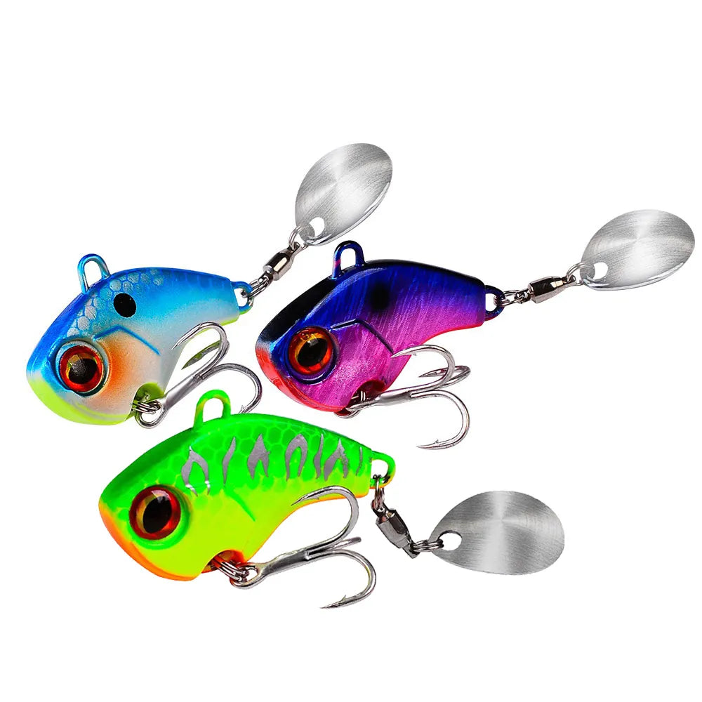 Señuelos de Pesca bamboleo giratorio Metal Vib vibración cebo Pesca de invierno 6g 15g 28g cebos duros artificiales Spinner cuchara señuelo Pesca