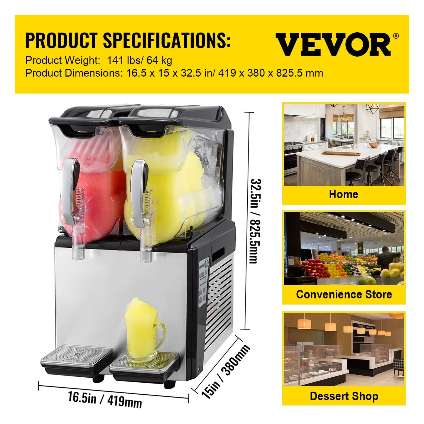 VEVOR-máquina de granizados de 10L, 20L, 30L, máquina expendedora comercial de zumo helado, máquina expendedora de batidos, dispensador de bebidas congeladas para el hogar