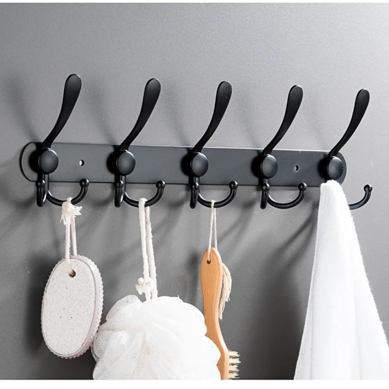 10 Hooks Door Behind Wall Hanging Hat Hooks Stainless Steel Coat Hanger Kitchen Bathroom Clothes Hooks Storage Home Accessories