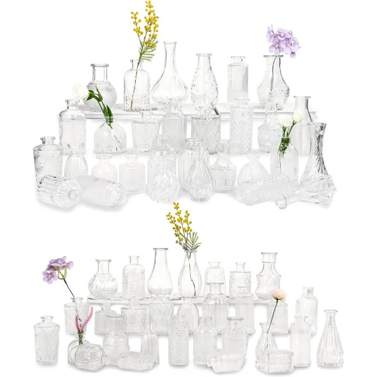 Mini vase en verre vintage pour décorations de mariage rustiques, décoration de table de maison, vases à bourgeons en verre, lot de 60, décoration de salle, jardin