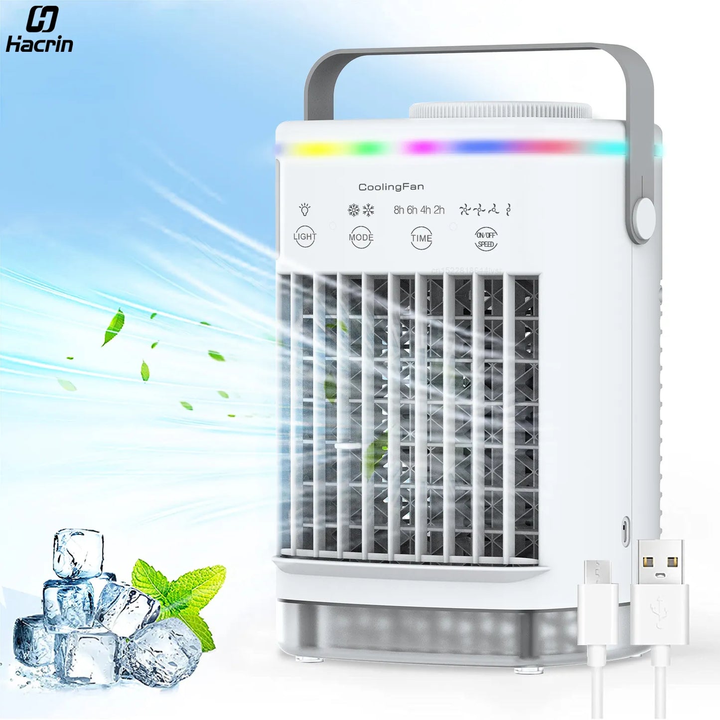 Aire acondicionado portátil Mini enfriador de aire ventilador de aire acondicionado USB 700ml ventilador de refrigeración de aire de agua helada con humidificador para dormitorio